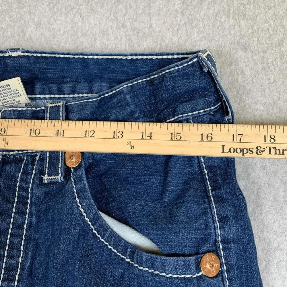 True Religion Men's Size 30x33 Blue Marco Big T Jeans Pocket Flap Western